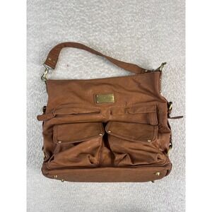 Kelly Moore Shoulder‎ Bag Womens Satchel Purse Faux Leather Pockets Brass Detail